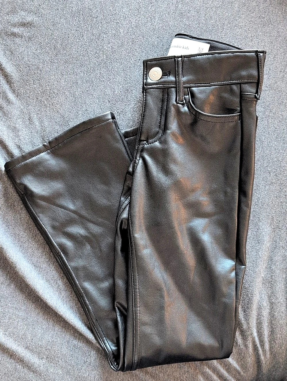 Abercrombie Kids High Rise Faux Leather Flare Pants Black Girls 5/6